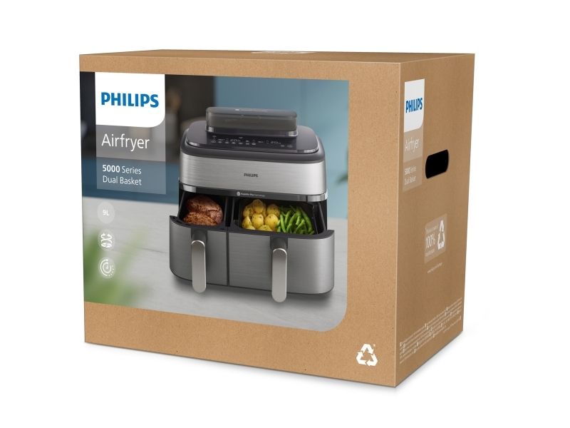 Philips Series 5000 NA555 - double hot air fryer - silver