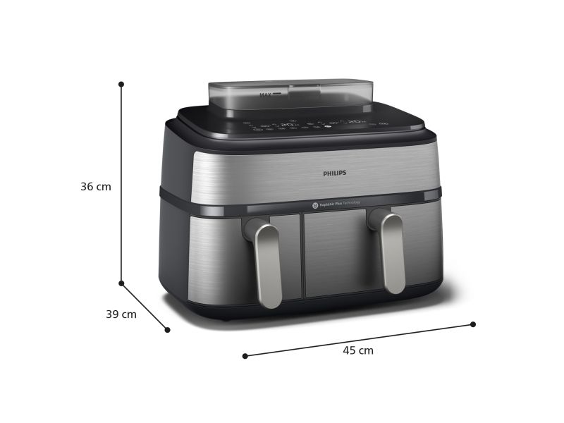 Philips Series 5000 NA555 - double hot air fryer - silver