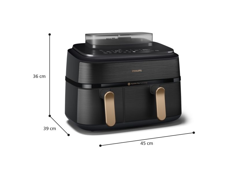 Philips 5000 Series NA552 - double hot air fryer - black stainless steel