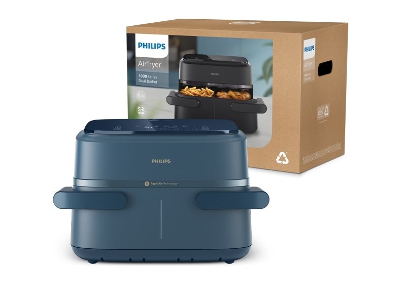 Philips 1000 series NA156/60, Varmluftsteger, 7,1 L, Rapid Air, 40 °C, 200 °C, 60 min.