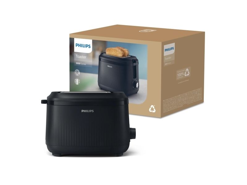 Philips 3000 series HD2511/90, 2 skive(r), Sort, Plast, Knapper, Dreje, 830 W, 220-240 V
