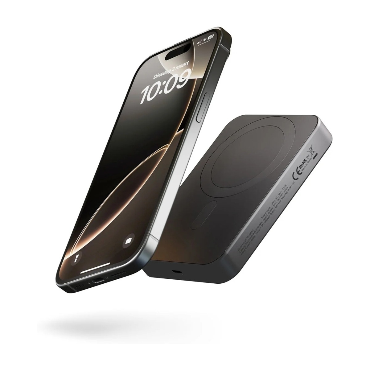 Zens Powerbank Pro 1 Slim Qi2 10 000 mAh magnetisk powerbank, sort billede 2