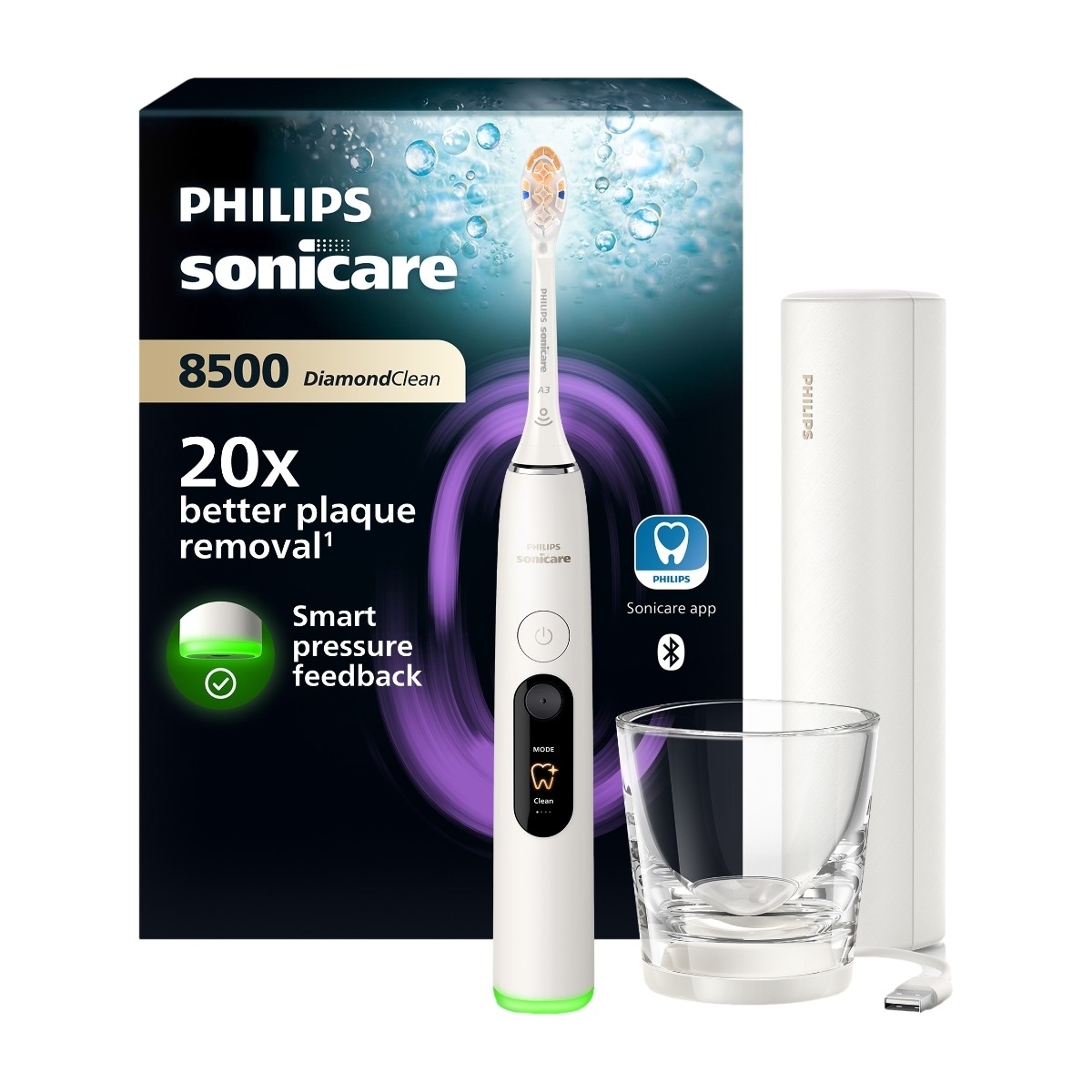 Philips Sonicare DiamondClean 8500 elektrisk tandbørste, hvid billede 1