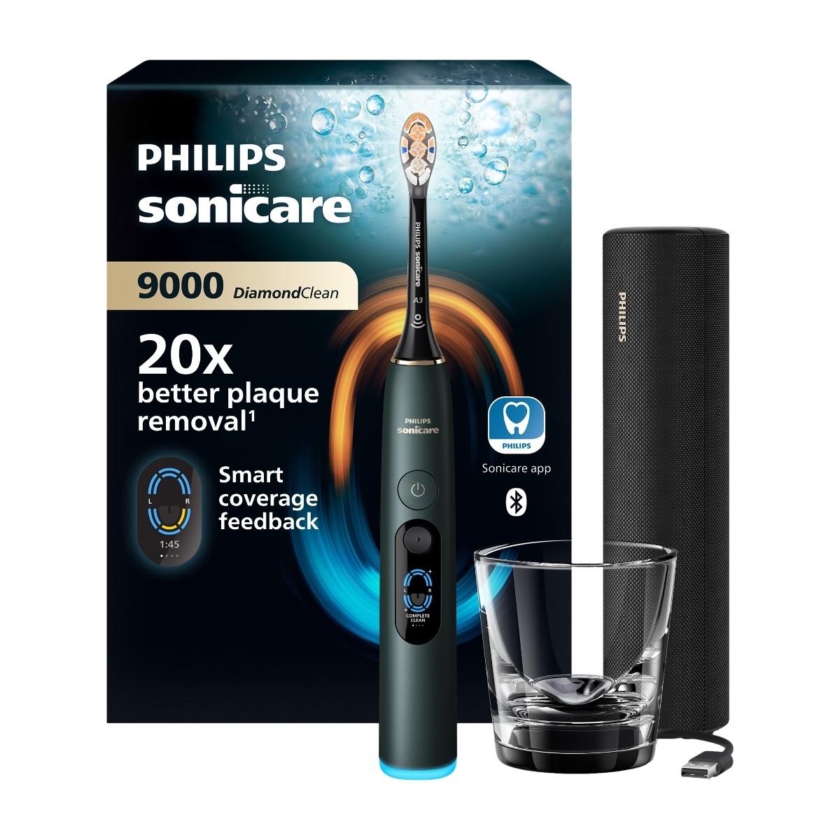 Philips Sonicare DiamondClean 9000 HX9213/84 elektrisk tandbørste, mørkegrøn billede 1