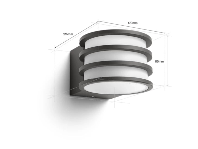 Philips Hue Lucca Væglampe 11W 1100lm E27 WCA Antrasit billede 2