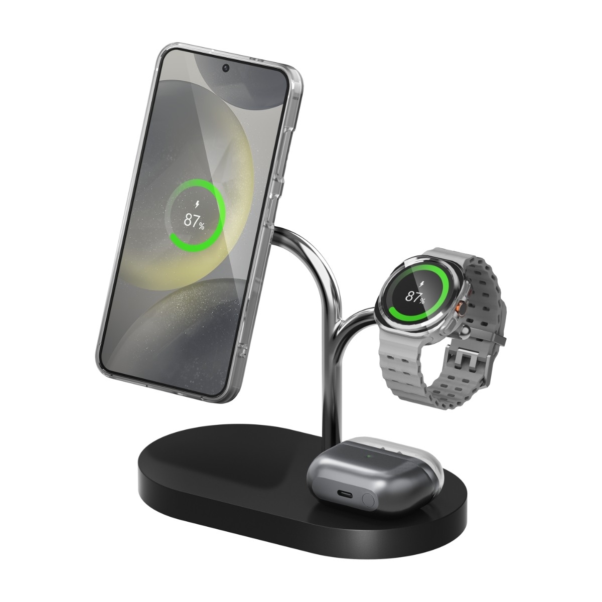 Samsung 3-i-1 trådløs oplader Qi2, sort billede 2