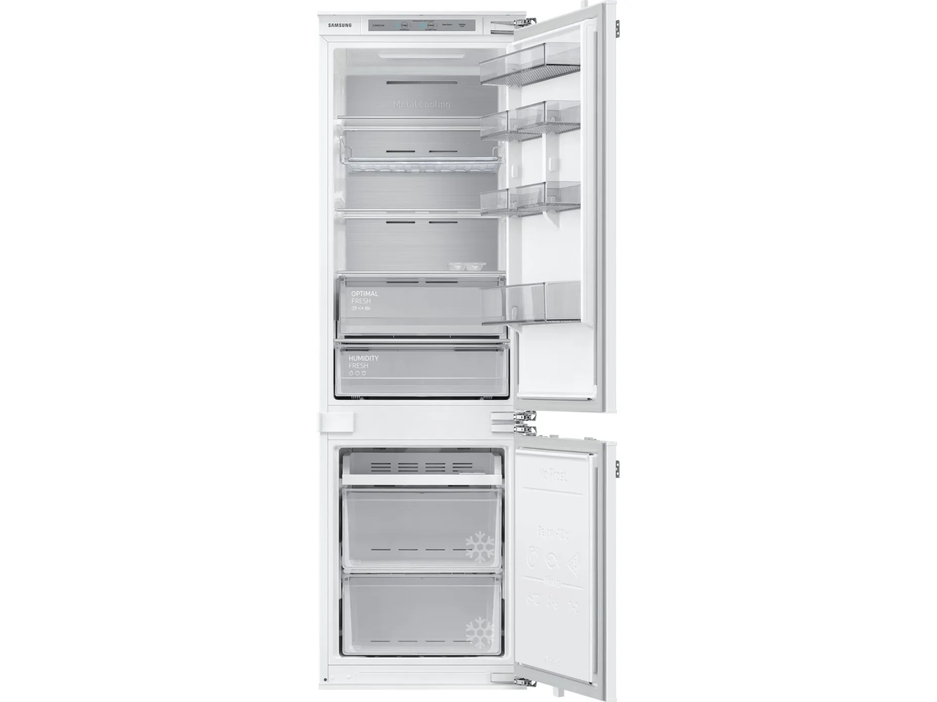 Samsung BRB30705EWW - Køleskab/fryser - bund-fryser - til indbygning - niche - bredde: 55.5 cm - dybde: 56 cm - højde: 193.8 cm - 298 liter - Klasse E - almindelig hvid billede 4