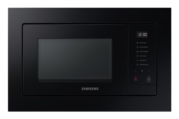 Samsung MS23A7318AK - Mikrobølgeovn - til indbygning - 23 liter - 800 W - sort/sort glas
