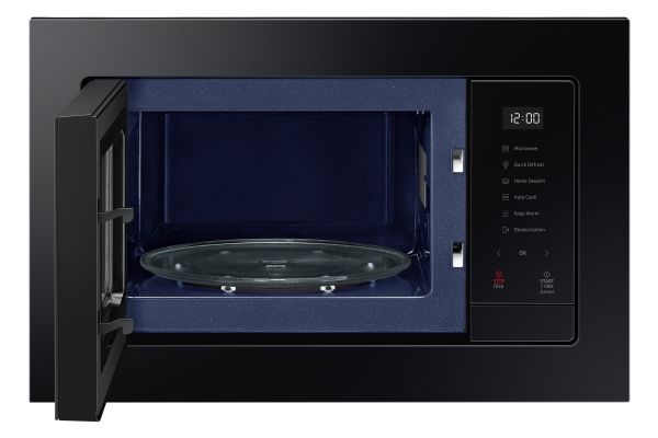 Samsung MS23A7318AK - Mikrobølgeovn - til indbygning - 23 liter - 800 W - sort/sort glas