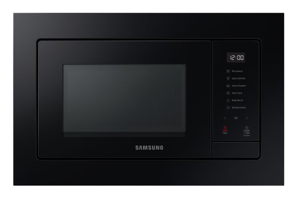 Samsung MS23A7318AK - Mikrobølgeovn - til indbygning - 23 liter - 800 W - sort/sort glas