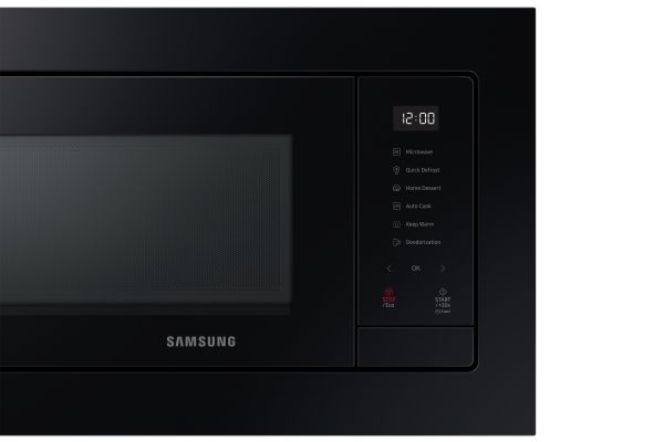Samsung MS23A7318AK - Mikrobølgeovn - til indbygning - 23 liter - 800 W - sort/sort glas