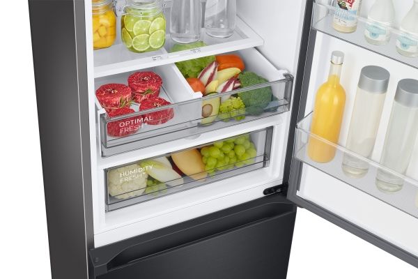 Samsung RB38C7B6BB1, 387 L, SN-T, 8 kg/24t, B, Frisk zone, aflukke, Sort