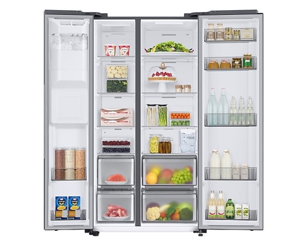 Samsung RS68CG852DS9, Indbygget/Fritstående, Amerikansk dør, Rustfrit stål, Indvendig, Hærdet glas, 634 L
