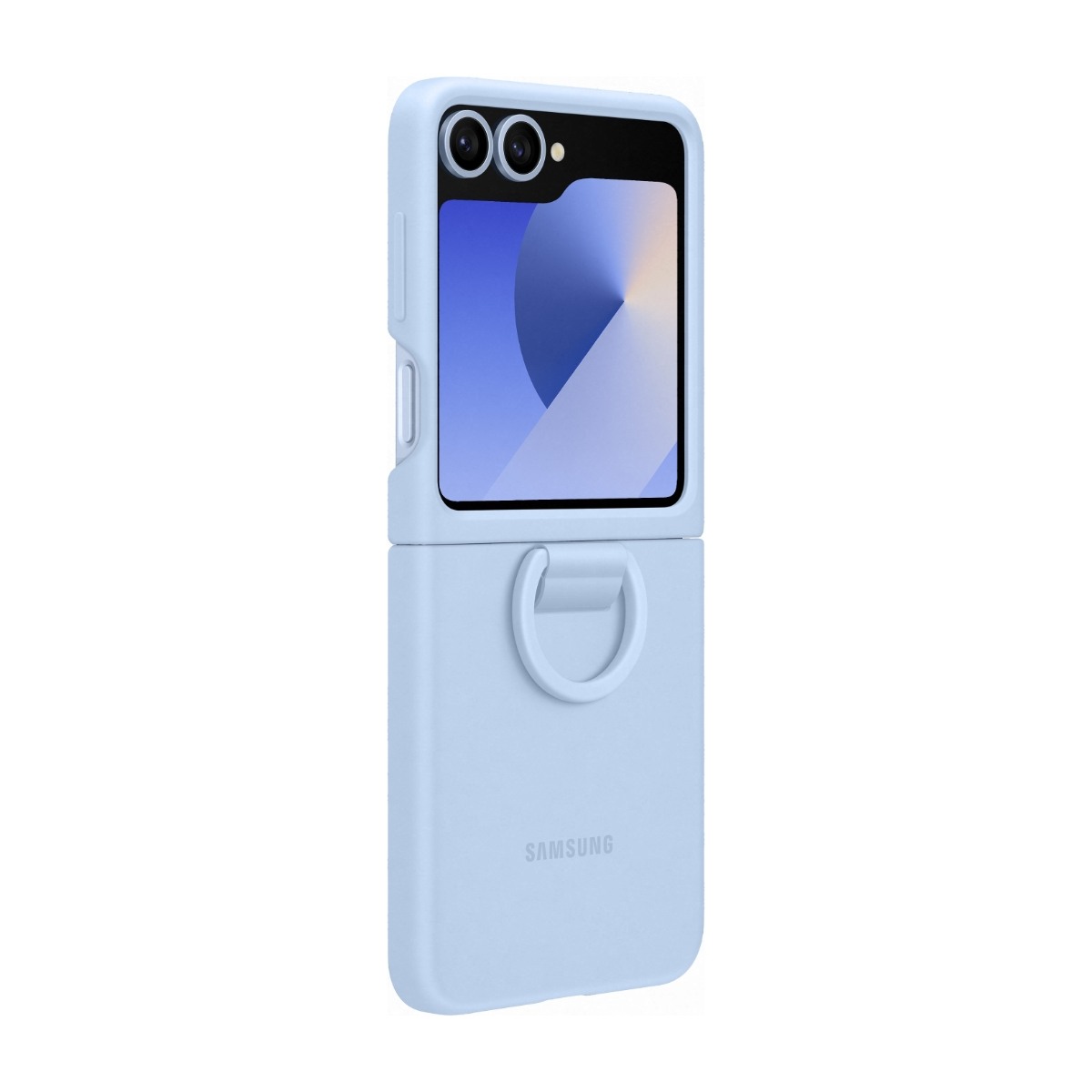 Samsung Galaxy Z Flip7 FE/Flip6 5G silicone cover med ring, blå billede 3
