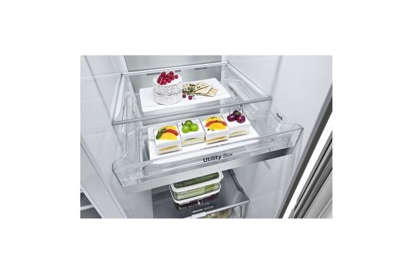 LG GSXE90MBDD, Fritstående, Amerikansk dør, Rustfrit stål, 2 dør(e), Metal Sorbet, LED