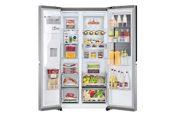 LG GSXE90MBDD, Fritstående, Amerikansk dør, Rustfrit stål, 2 dør(e), Metal Sorbet, LED