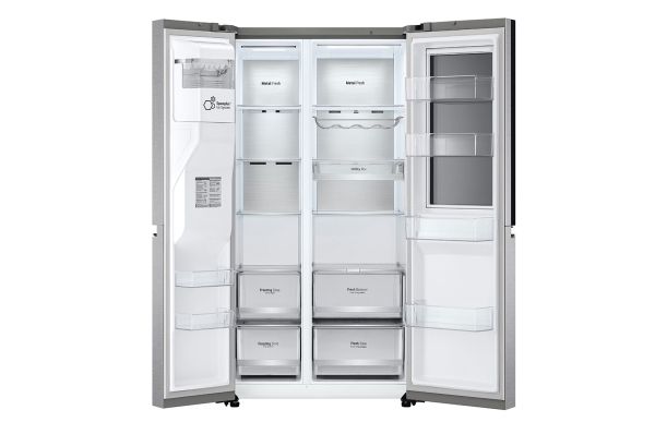 LG GSXE90MBDD, Fritstående, Amerikansk dør, Rustfrit stål, 2 dør(e), Metal Sorbet, LED