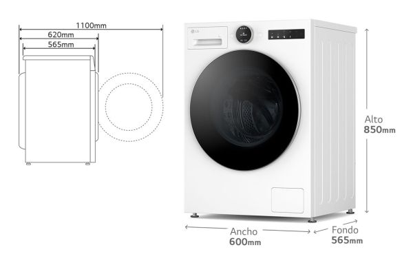 LG F4X7009TWS, Front-læsning, 9 kg, B, 71 dB, 1350 rpm, A