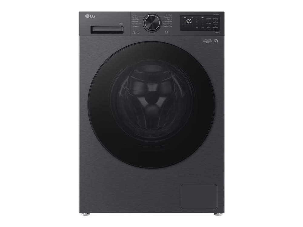 LG F2X50S9TBB - Vaskemaskine - Wi-Fi - bredde: 60 cm - dybde: 53.5 cm - højde: 85 cm - frontbetjening - 9 kg - 1200 rpm - matsort