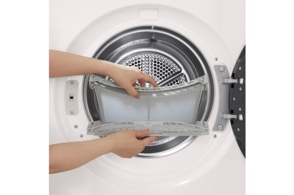 LG RHX5009TLB, Fritstående, Front-læsning, Varmepumpe, Hvid, Dreje, Berøring, Højre