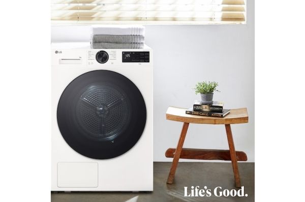 LG RHX5009TLB, Fritstående, Front-læsning, Varmepumpe, Hvid, Dreje, Berøring, Højre
