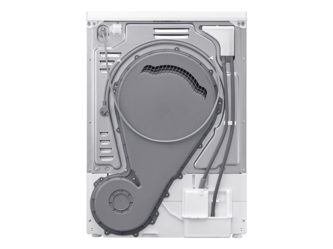 Samsung DV90DG52A0TE, Fritstående, Front-læsning, Varmepumpe, Hvid, Knapper, Dreje, Glasdør