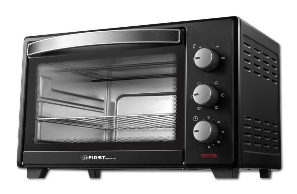 TZS First Austria FA-5042-2, Elektrisk ovn, 19 L, 1380 W, 19 L, Bordplade, Sort