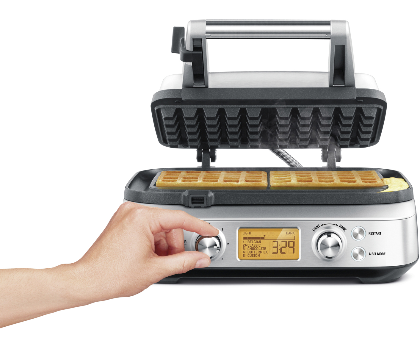 Sage Waffle Iron Maker Brushed Steel Vaffeljern billede 5
