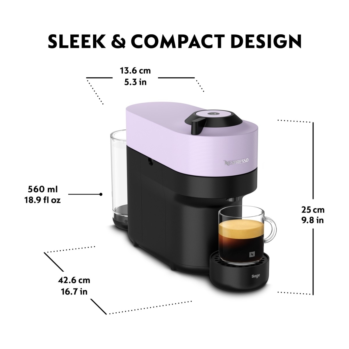 Nespresso Vertuo Pop by Sage kapselmaskine, lilac billede 2