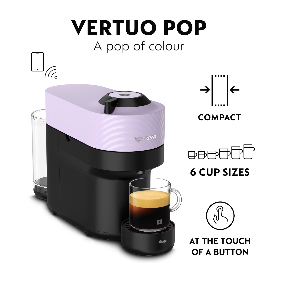 Nespresso Vertuo Pop by Sage kapselmaskine, lilac billede 3