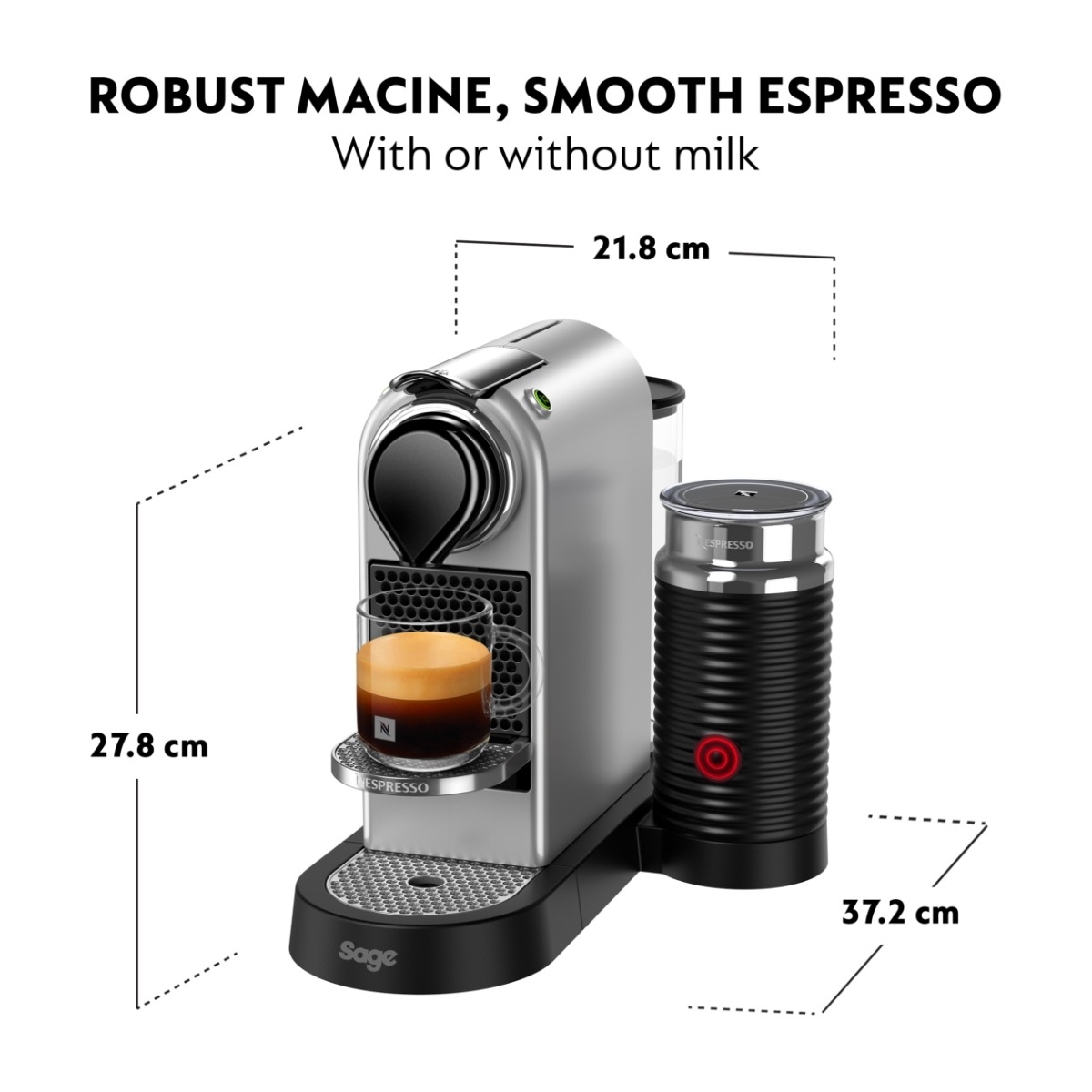 Nespresso CitiZ & Milk kapselmaskine by Sage, sølv